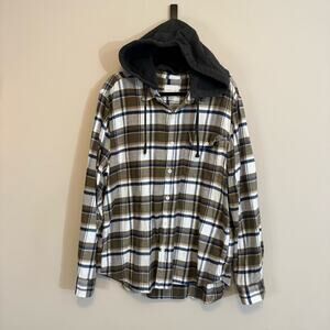 American Eagle Mens Multicolor Plaid Super Soft Button Up Hoodie Shirts Size XXL